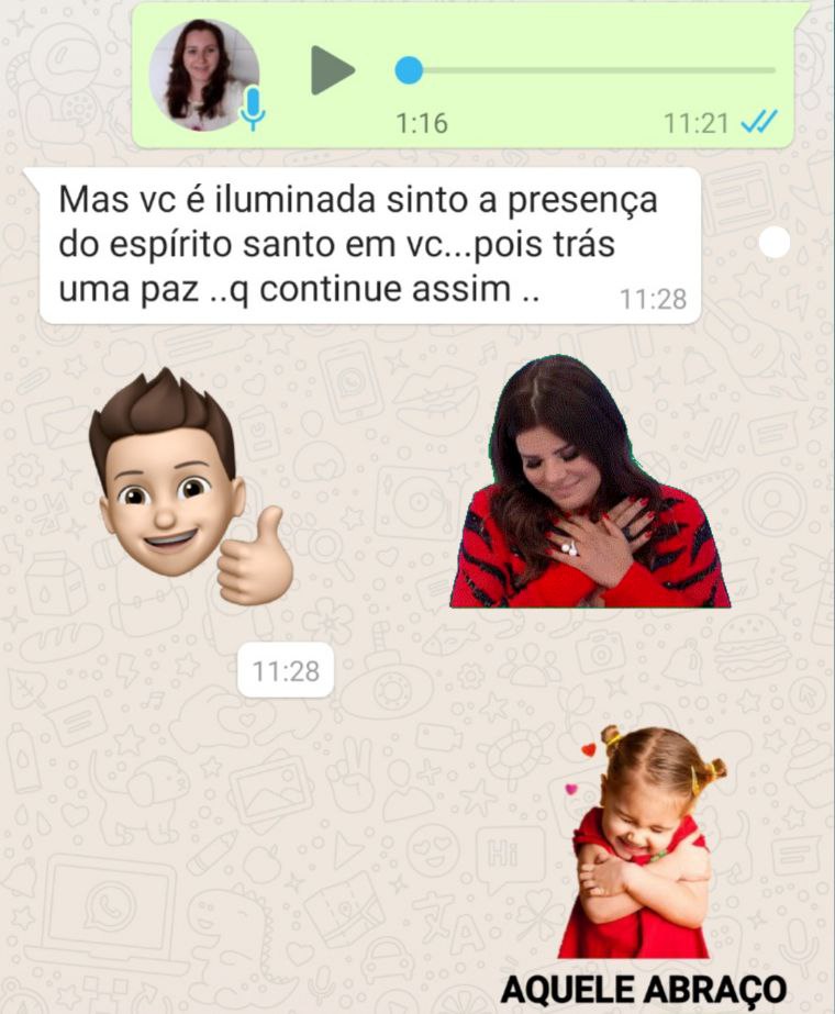 Um depoimento recebido pelo whatsapp do atentimento cordial da eleone pettenon